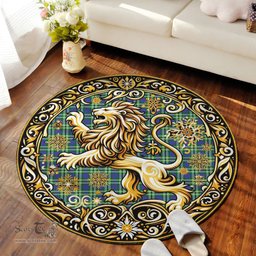Scottish Haliburton Tartan Rug Scottish Lion Round Rugs