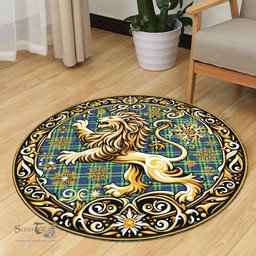 Scottish Haliburton Tartan Rug Scottish Lion Round Rugs