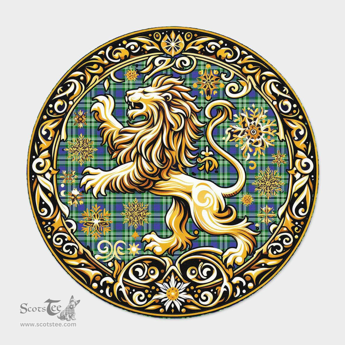 Scottish Haliburton Tartan Rug Scottish Lion Round Rugs