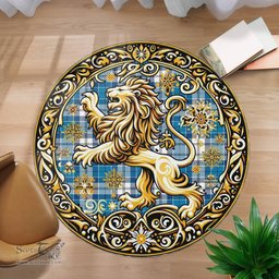 Scottish Roberton Tartan Rug Scottish Lion Round Rugs
