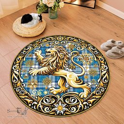 Scottish Roberton Tartan Rug Scottish Lion Round Rugs