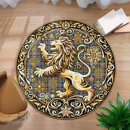 Scottish Stirling Of Cadder-present Chief Tartan Rug Scottish Lion Round Rugs