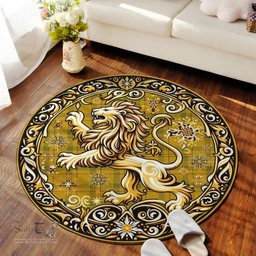 Scottish Houston Tartan Rug Scottish Lion Round Rugs