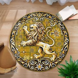 Scottish Houston Tartan Rug Scottish Lion Round Rugs