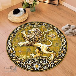 Scottish Houston Tartan Rug Scottish Lion Round Rugs
