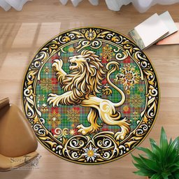 Scottish Muirhead Tartan Rug Scottish Lion Round Rugs
