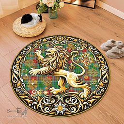Scottish Muirhead Tartan Rug Scottish Lion Round Rugs