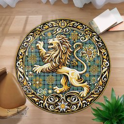 Scottish Melville Tartan Rug Scottish Lion Round Rugs