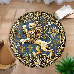 Scottish Sandilands Tartan Rug Scottish Lion Round Rugs