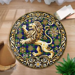 Scottish Sempill Tartan Rug Scottish Lion Round Rugs