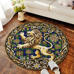 Scottish Sempill Tartan Rug Scottish Lion Round Rugs