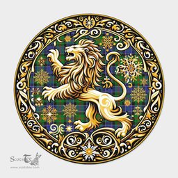 Scottish Paterson Tartan Rug Scottish Lion Round Rugs