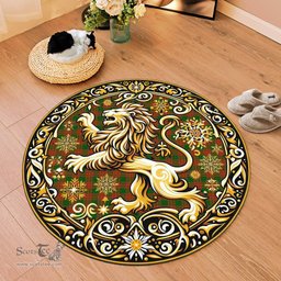 Scottish Menzies Tartan Rug Scottish Lion Round Rugs