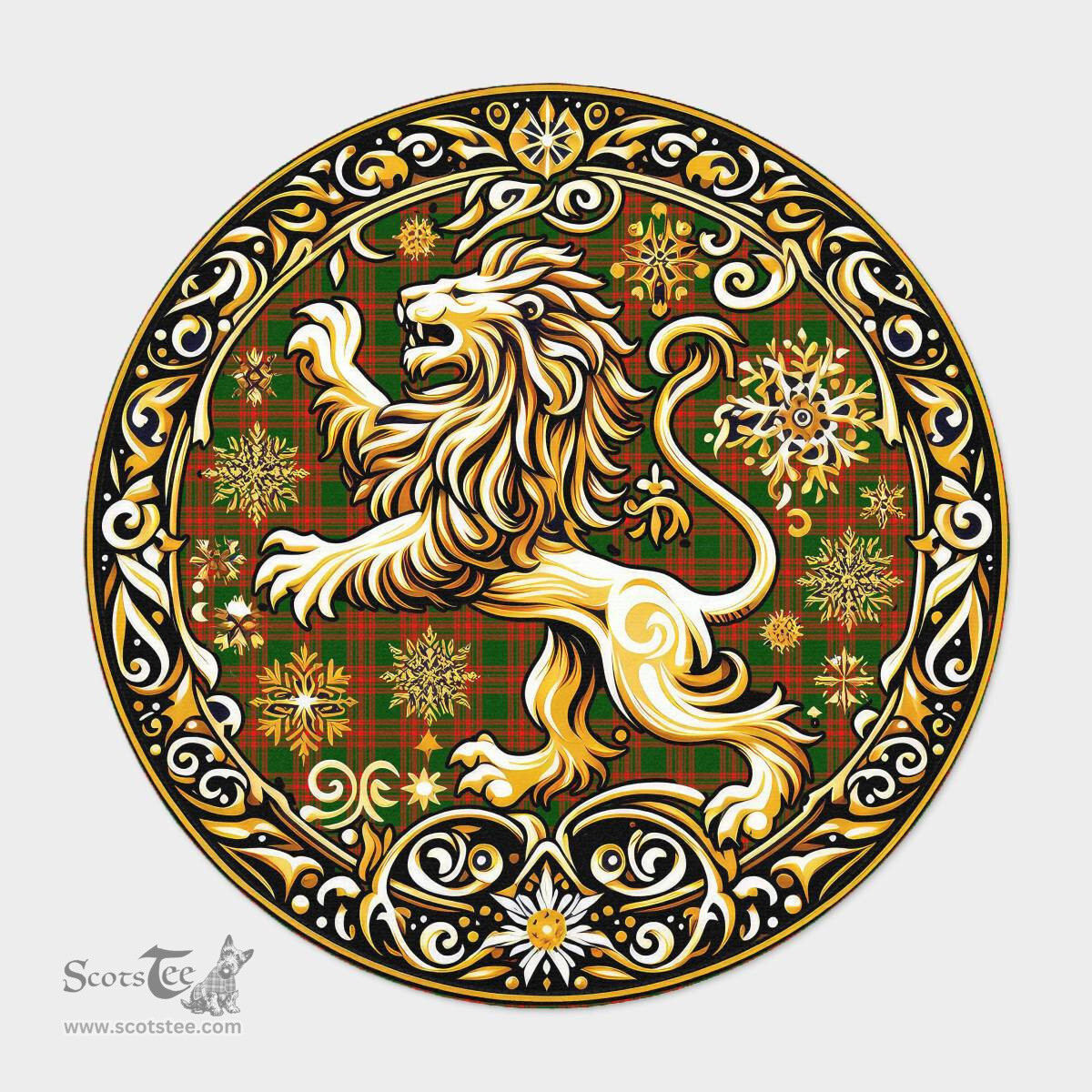 Scottish Menzies Tartan Rug Scottish Lion Round Rugs