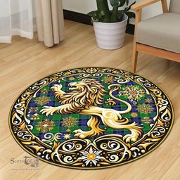 Scottish Graham Tartan Rug Scottish Lion Round Rugs