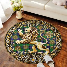 Scottish Graham Tartan Rug Scottish Lion Round Rugs