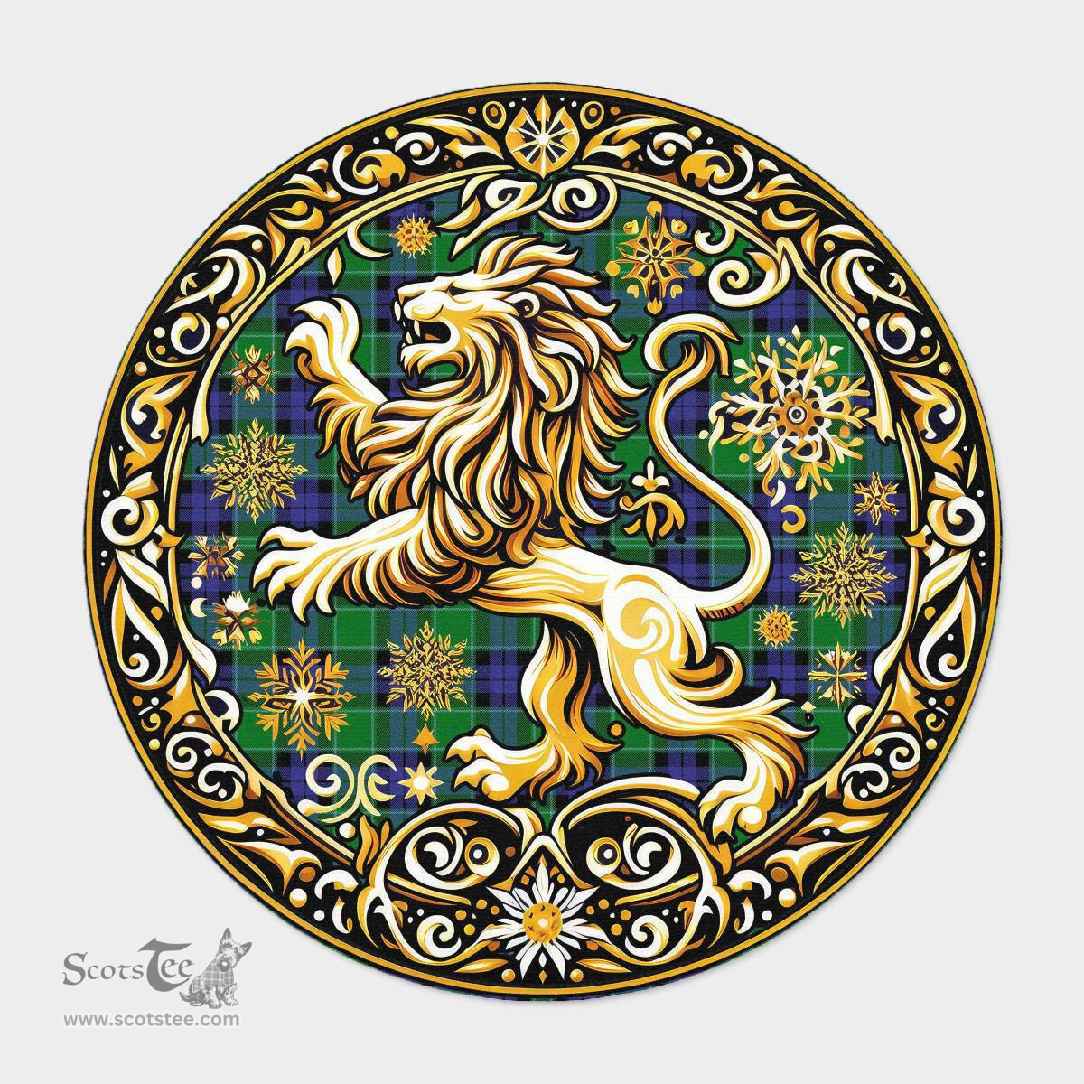 Scottish Graham Tartan Rug Scottish Lion Round Rugs