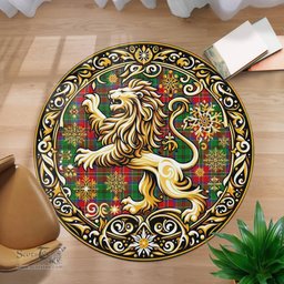 Scottish Macculloch Tartan Rug Scottish Lion Round Rugs
