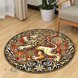 Scottish Macgill Makgill Tartan Rug Scottish Lion Round Rugs