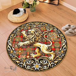 Scottish Macgill Makgill Tartan Rug Scottish Lion Round Rugs
