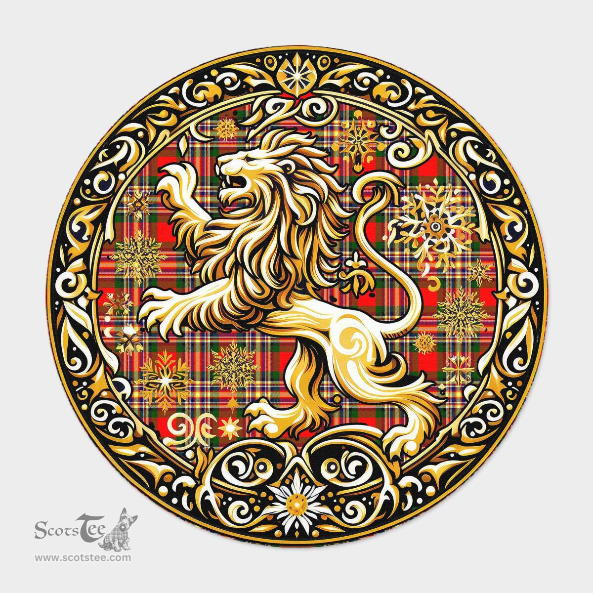 Scottish Macgill Makgill Tartan Rug Scottish Lion Round Rugs