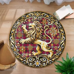 Scottish Little Tartan Rug Scottish Lion Round Rugs