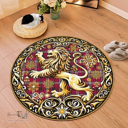 Scottish Little Tartan Rug Scottish Lion Round Rugs