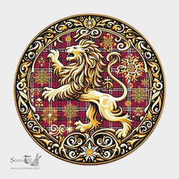 Scottish Little Tartan Rug Scottish Lion Round Rugs