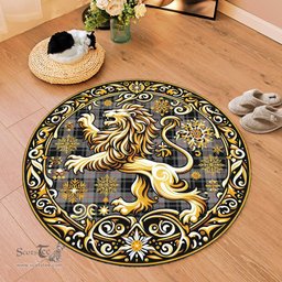 Scottish Moffat Tartan Rug Scottish Lion Round Rugs