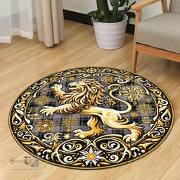 Scottish Moffat Tartan Rug Scottish Lion Round Rugs