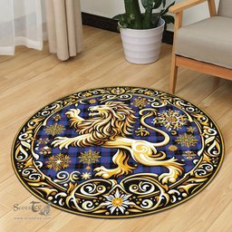Scottish Maule Tartan Rug Scottish Lion Round Rugs
