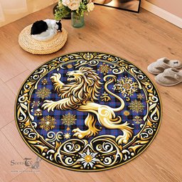 Scottish Maule Tartan Rug Scottish Lion Round Rugs