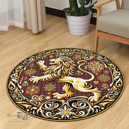 Scottish Stewart Stuart Of Bute Tartan Rug Scottish Lion Round Rugs