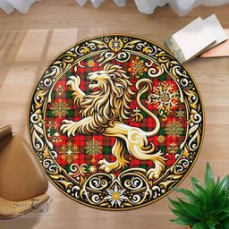 Scottish Kerr Tartan Rug Scottish Lion Round Rugs