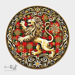 Scottish Kerr Tartan Rug Scottish Lion Round Rugs