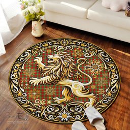 Scottish Lennox Tartan Rug Scottish Lion Round Rugs
