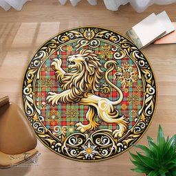 Scottish Ogilvie Tartan Rug Scottish Lion Round Rugs
