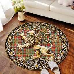 Scottish Ogilvie Tartan Rug Scottish Lion Round Rugs