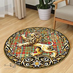 Scottish Ogilvie Tartan Rug Scottish Lion Round Rugs