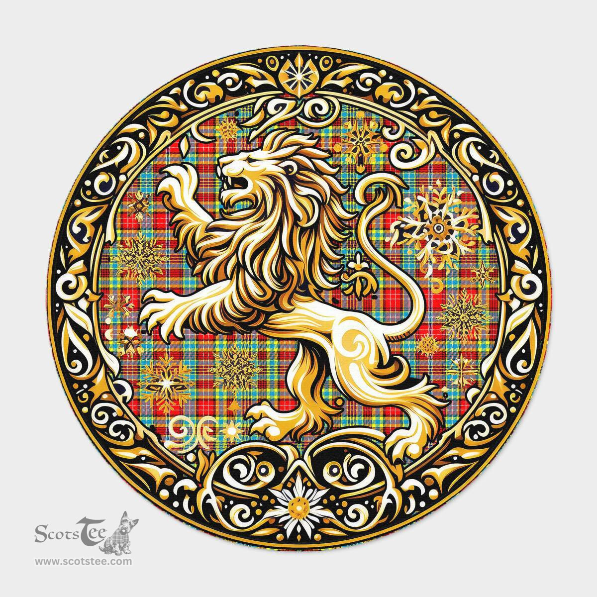 Scottish Ogilvie Tartan Rug Scottish Lion Round Rugs