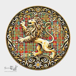 Scottish Ogilvie Tartan Rug Scottish Lion Round Rugs