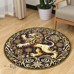 Scottish Macdonell Of Glengarry Tartan Rug Scottish Lion Round Rugs
