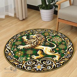 Scottish Primrose Tartan Rug Scottish Lion Round Rugs