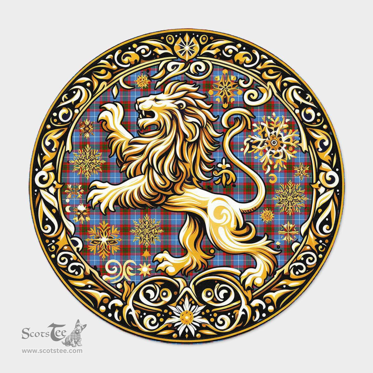Scottish Newton Tartan Rug Scottish Lion Round Rugs