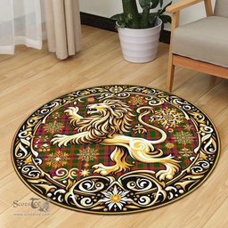 Scottish Skene Tartan Rug Scottish Lion Round Rugs