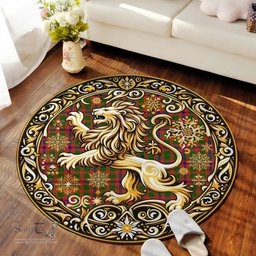 Scottish Skene Tartan Rug Scottish Lion Round Rugs