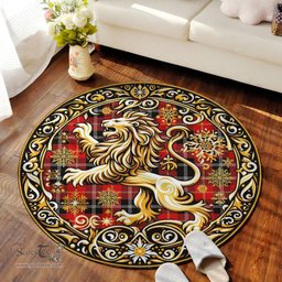 Scottish Majoribanks Tartan Rug Scottish Lion Round Rugs