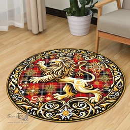 Scottish Majoribanks Tartan Rug Scottish Lion Round Rugs