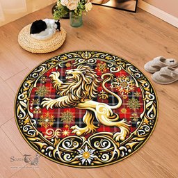 Scottish Majoribanks Tartan Rug Scottish Lion Round Rugs