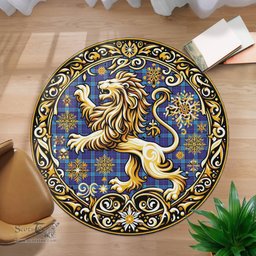 Scottish Kirkaldy Tartan Rug Scottish Lion Round Rugs